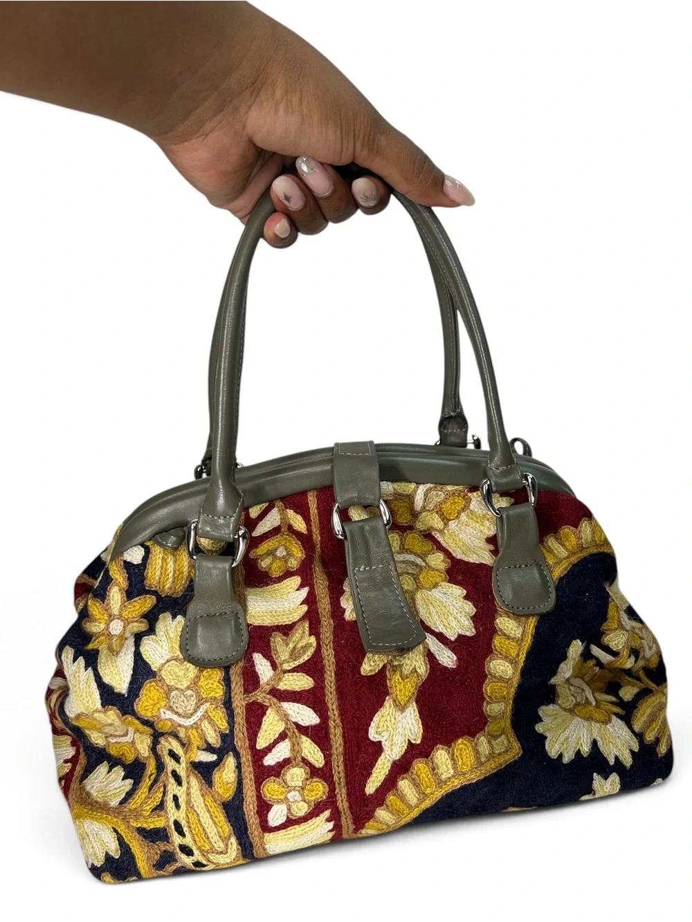 Vintage Marco Avane Embroidered Tapestry Carpet Satchel Crossbody Boho Bag